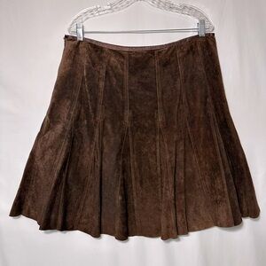Brown Genuine Suede Leather Skirt
